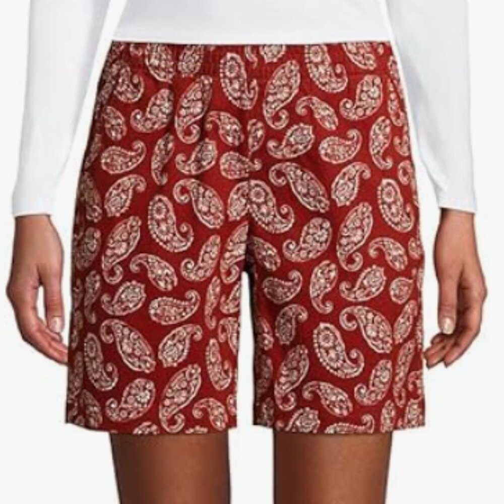 Lands' End Brick Red Paisley Shorts NWOT!